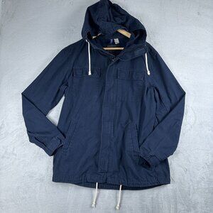 Divided By H&M Parka Jacket Mens Size Medium Hooded Full Zip Up Navy